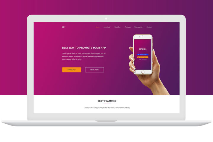 Free App Landing Page PSD