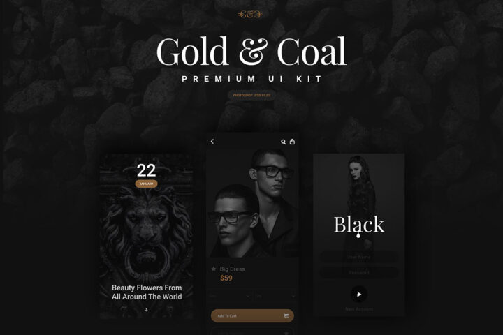 Gold & Coal Free UI Kit