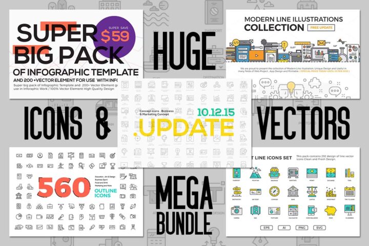 Huge Icons & Vectors Bundle