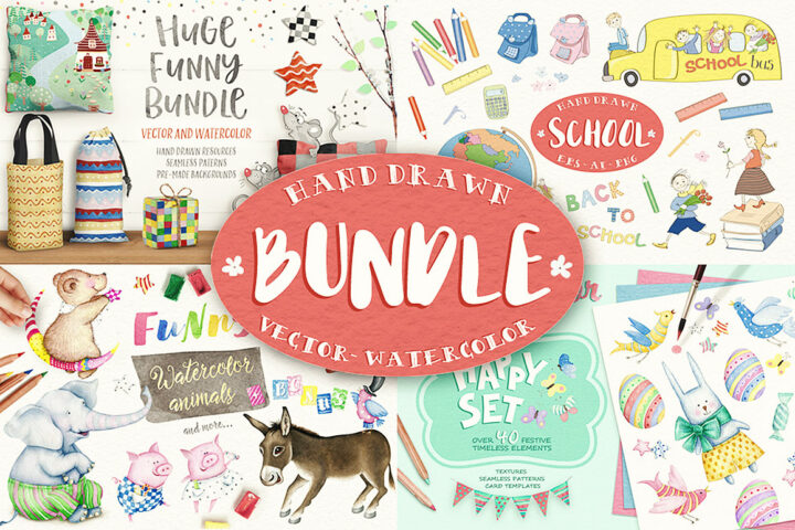 Hand Drawn Watercolor Bundle