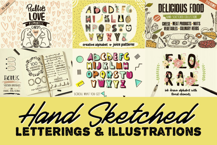 Hand Sketched Letterings & Illustrations