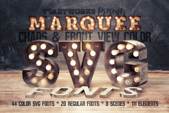 Marquee Light Bulbs Color Fonts