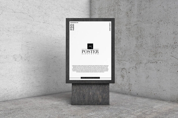 Concrete Interior Poster – Free Mockup