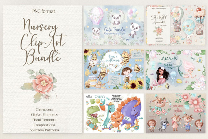 Nursery & Cute Clipart Illustrations