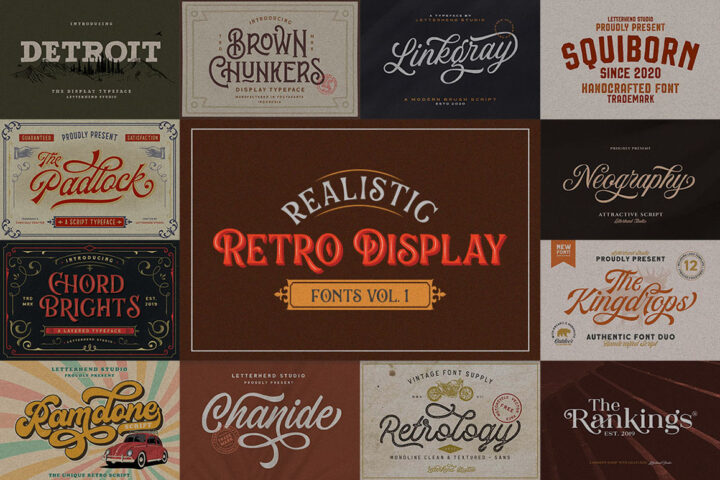 Realistic Retro Display Fonts Vol.1