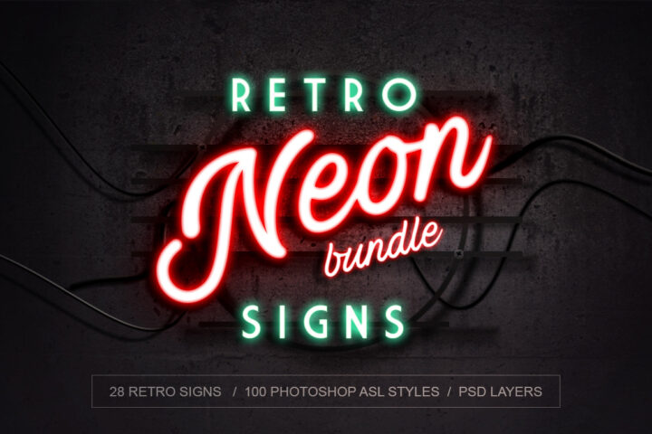 Retro Neon Layer Styles + Bonus