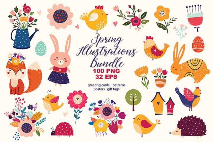 Spring Illustrations Bundle