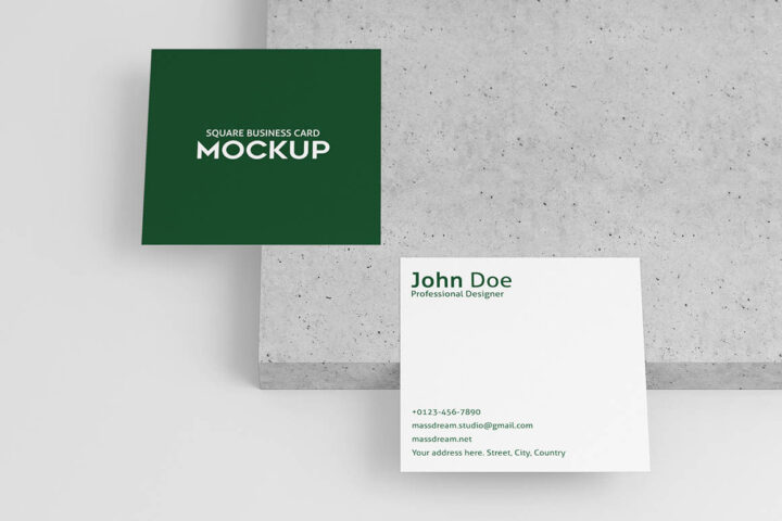 Square Business Cards – Free Mockup