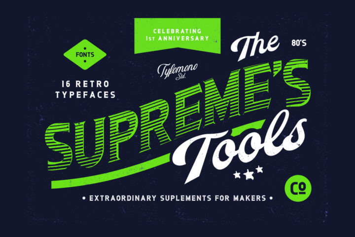 Supreme Tools – 16 Retro Fonts
