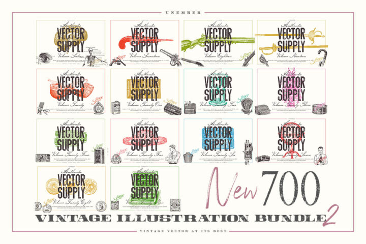700 Vintage Illustration Bundle 2