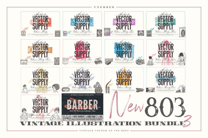 803 Vintage Illustration Bundle 3