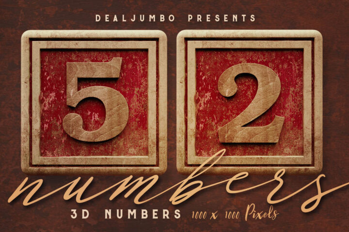 Vintage Wooden Box 3D Numbers