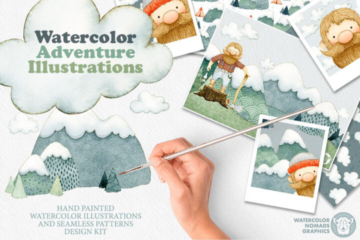 Watercolor Adventure Illustrations
