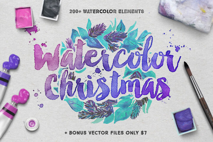 Watercolor Christmas Elements