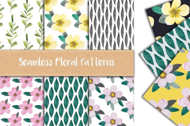 Free Watercolor Floral Pattern Set