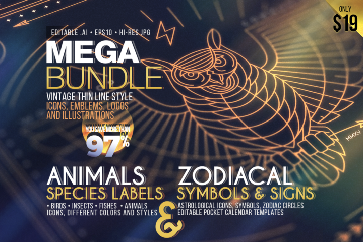 Zodiacal & Animals Line Illustrations