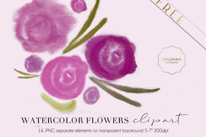 Free Purple Watercolor Flowers