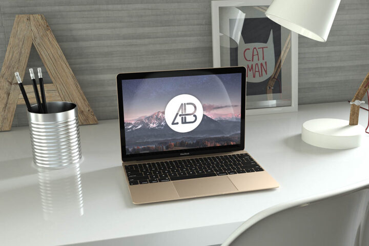 Free Gold Macbook Mockup