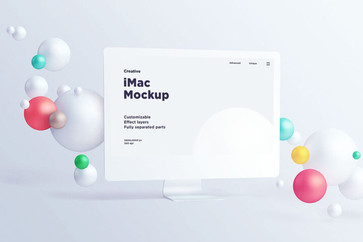 iMac With Spheres – Free Mockup