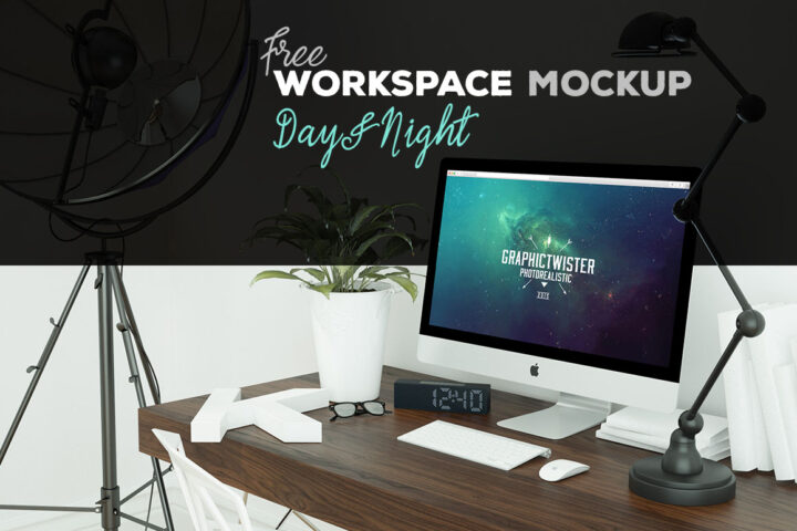 Free Workspace Mockup – Night & Day