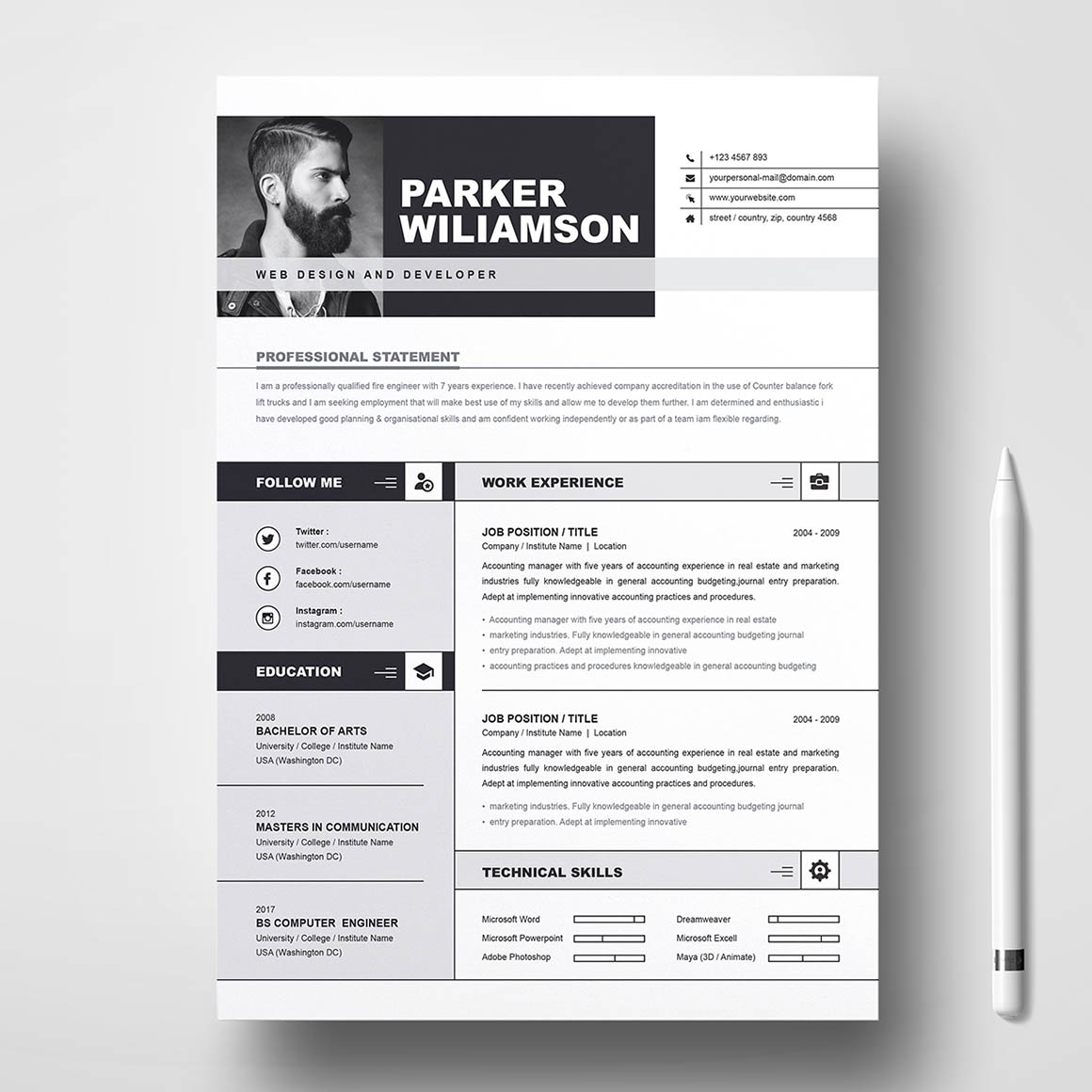 Photographer CV - Free Template - Dealjumbo