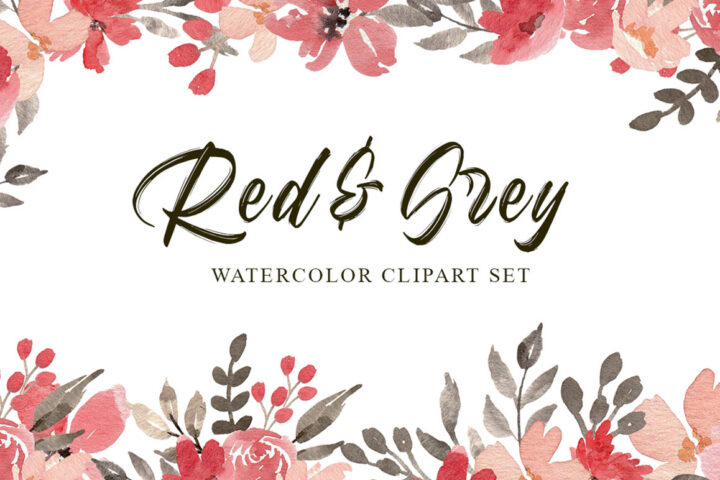 Red & Grey Watercolor Set