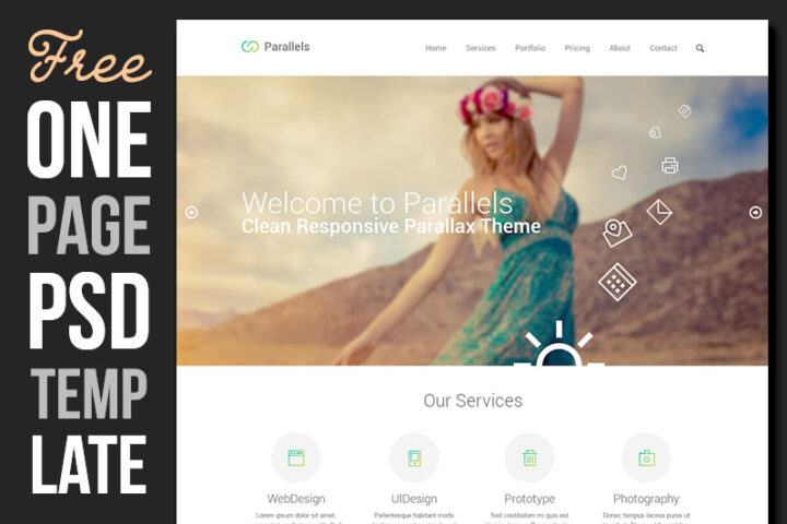 One Page Free PSD Template 2