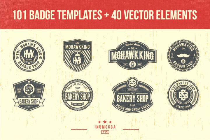 141 Vintage Badges & Elements