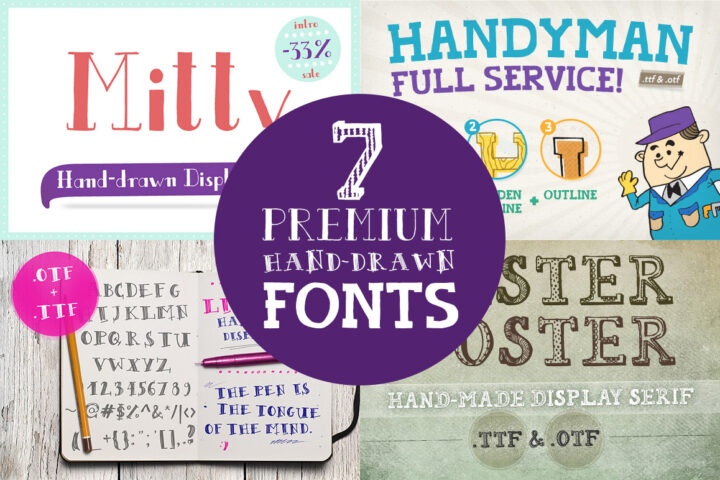 7 Premium Hand-drawn Fonts
