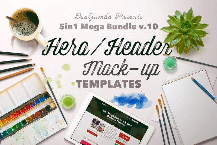 1st Year Anniversary: 5in1 Mega Bundle v.10: Hero/Header Mock-ups