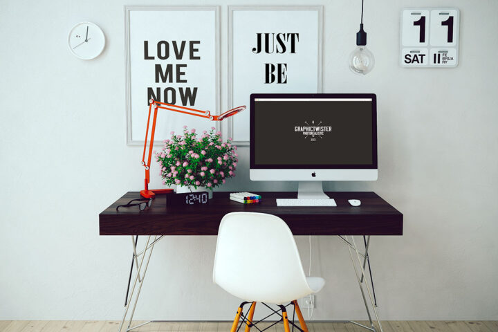 Free iMac Workspace Mock-up