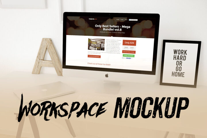 Workspace With iMac – Mockup Template