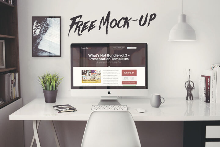 iMac Office Mockup – Free PSD