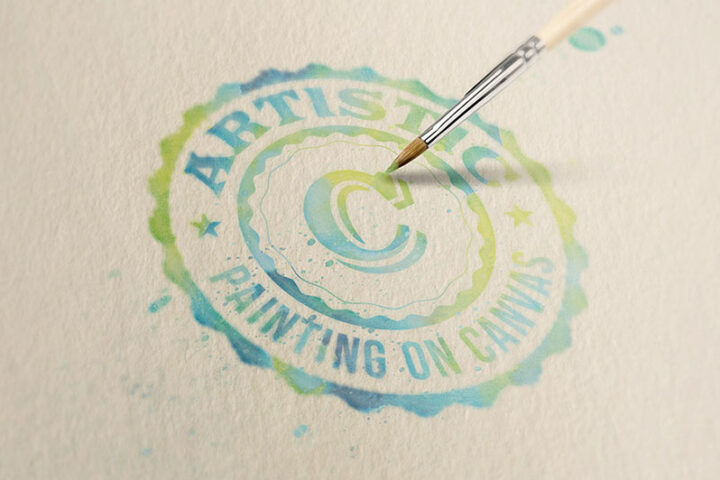 Free Logo/Text Mock-up – Watercolor Painting