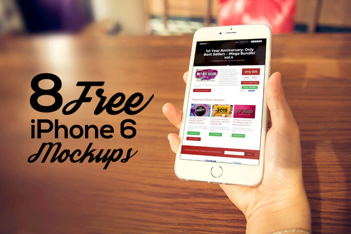 8 Free iPhone 6 PSD Mock-Up Templates