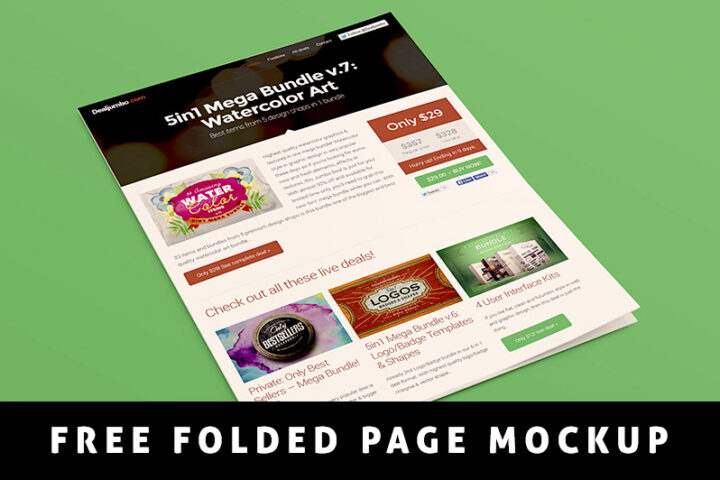 Free Folded Page Mockup